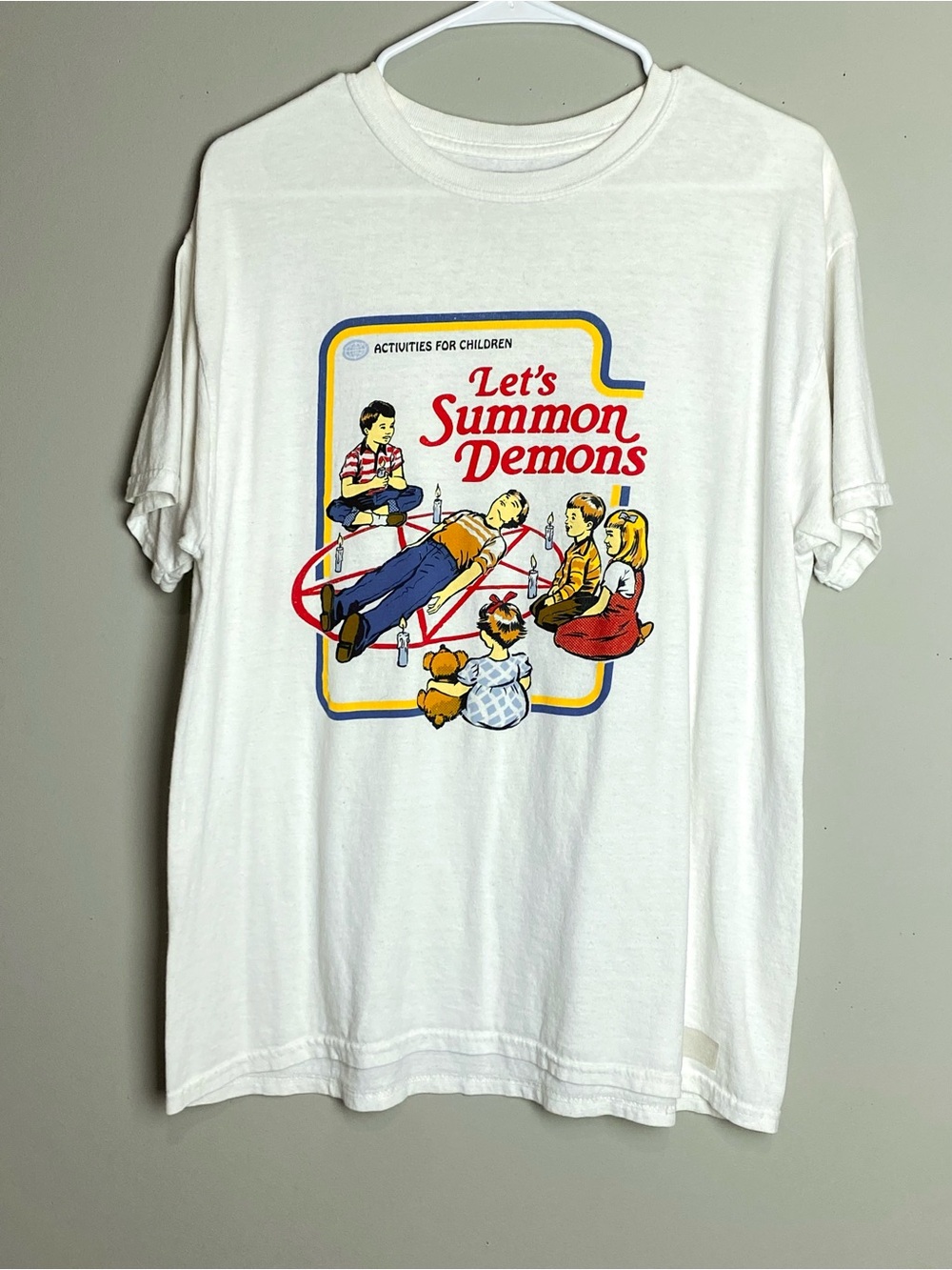 Men's White Graphic Short-Sleeve Tee - 'Let's Summon Demons'